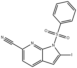 1-(Phenylsulphonyl)-6-cyano-2-iodo-7-azaindole Struktur