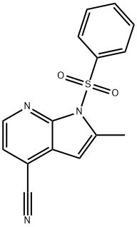 1-(Phenylsulphonyl)-4-cyano-2-Methyl-7-azaindole Struktur