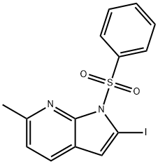 1-(Phenylsulphonyl)-2-iodo-6-Methyl-7-azaindole Struktur