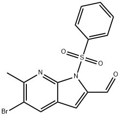 1-(Phenylsulphonyl)-5-broMo-6-Methyl-7-azaindole-2-carbaldehyde Struktur