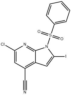 1-(Phenylsulphonyl)-6-chloro-4-cyano-2-iodo-7-azaindole Struktur