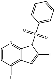 1-(Phenylsulphonyl)-4-fluoro-2-iodo-7-azaindole Struktur