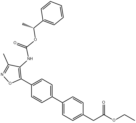 [4'-[3-Methyl-4-[[[((R)-1-phenylethyl)oxy]carbonyl]aMino]isoxazol-5-yl]biphenyl-4-yl]acetic acid ethyl ester Struktur