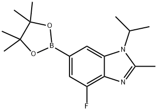 1H-BenziMidazole, 4-fluoro-2-Methyl-1-(1-Methylethyl)-6-(4,4,5,5-tetraMethyl-1,3,2-dioxaborolan-2-yl)- Struktur