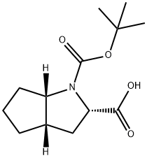 (2S,3aS,6aS)-1-(tert-butoxycarbonyl)octahydrocyclopenta[b]pyrrole-2-carboxylic acid Struktur