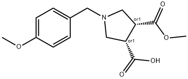 (3R,4S)-1-(4-methoxybenzyl)-4-(methoxycarbonyl)pyrrolidine-3-carboxylic acid Struktur