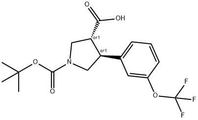 Boc-(+/-)-trans-4-(3-trifluoroMethoxy-phenyl)-pyrrolidine-3-carboxylic acid Struktur