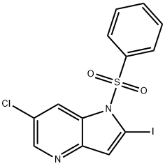 1-(Phenylsulfonyl)-6-chloro-2-iodo-4-azaindole Struktur