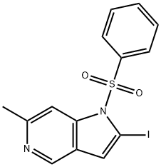 1-(Phenylsulfonyl)-2-iodo-6-Methyl-5-azaindole Struktur