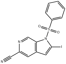 1-(Phenylsulfonyl)-5-cyano-2-iodo-6-azaindole Struktur