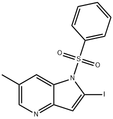 1-(Phenylsulfonyl)-2-iodo-6-Methyl-4-azaindole Struktur