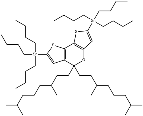 (5,5-bis(3,7-diMethyloctyl)-5H-dithieno[3,2-b:2',3'-d]pyran-2,7-diyl)bis(tributylstannane) Struktur