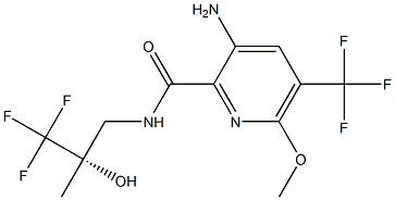 3-Amino-6-methoxy-N-[(2S)-3,3,3-trifluoro-2-hydroxy-2-methylpropyl]-5-(trifluoromethyl)-2-pyridinecarboxamide Struktur