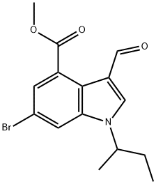 1H-Indole-4-carboxylic acid, 6-broMo-3-forMyl-1-(1-Methylpropyl)-, Methyl ester Struktur