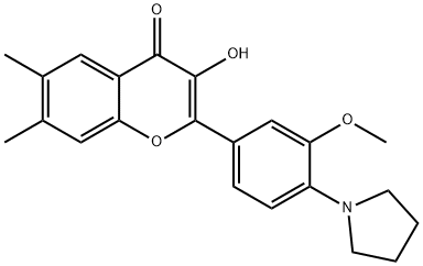 3-Hydroxy-2-[3-Methoxy-4-(pyrrolidin-1-yl)phenyl]-6,7-diMethylchroMen-4-one Struktur