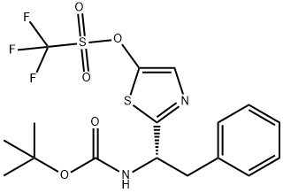 Methanesulfonic acid, 1,1,1-trifluoro-, 2-[(1S)-1-[[(1,1-diMethylethoxy)carbonyl]aMino]-2-phenylethyl]-5-thiazolyl ester Struktur