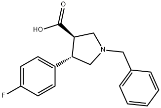 3-Pyrrolidinecarboxylic acid, 4-(4-fluorophenyl)-1-(phenylMethyl)-, (3R,4S)- Struktur