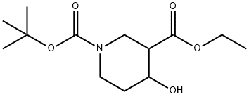 1-tert-butyl 3-ethyl 4-hydroxypiperidine-1,3-dicarboxylate Struktur