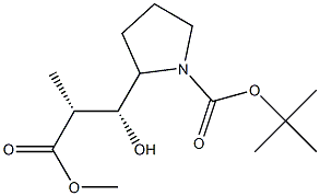 (S)-tert-butyl 2-((1R,2R)-1-hydroxy-3-Methoxy-2-Methyl-3-oxopropyl)pyrrolidine-1-carboxylate Struktur