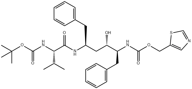 4-Hydroxy-13,13-diMethyl-9-(1-Methylethyl)-8,11-dioxo-3,6-bis(phenylMethyl) 12-Oxa-2,7,10-triazatetradecanoic Acid 5-ThiazolylMethyl Ester Struktur