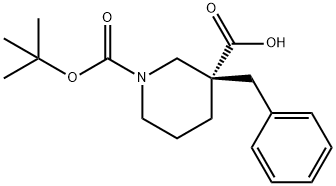 4-Benzyl-1-(tert-butoxycarbonyl)piperidine-4-carboxylic acid Struktur