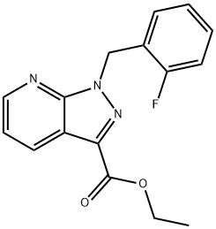 1-(2-fluorobenzyl)-1H-pyrazolo[3,4-b]pyridine-3-carboxylic acid ethyl ester Struktur