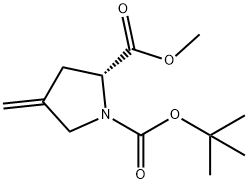 1,2-Pyrrolidinedicarboxylic acid, 4-Methylene-, 1-(1,1-diMethylethyl) 2-Methyl ester, (2R)- Struktur