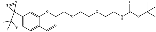 [2-[2-[2-[2-Formyl-5-[3-(trifluoromethyl)-3H-diazirin-3-yl]phenoxy]ethoxy]ethoxy]ethyl]carbamic acid 1,1-dimethylethyl ester Struktur