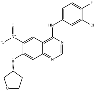 4-QuinazolinaMine, N-(3-chloro-4-fluorophenyl)-6-nitro-7-[[(3R)-tetrahydro-3-furanyl]oxy]- Struktur