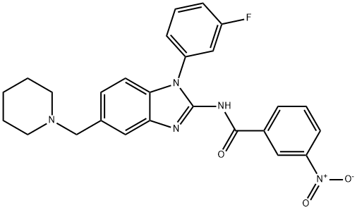 N-[1-(3-Fluorophenyl)-5-[(piperidin-1-yl)Methyl]-1H-benziMidazol-2-yl]-3-nitrobenzaMide Struktur