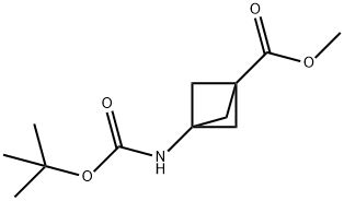 Bicyclo[1.1.1]pentane-1-carboxylic acid, 3-[[(1,1-diMethylethoxy)carbonyl]aMino]-, Methyl ester Struktur