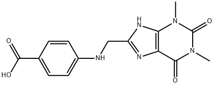 4-{[(1,3-diMethyl-2,6-dioxo-2,3,6,7-tetrahydro-1h-purin-8-yl)Methyl]aMino}benzoic acid Struktur