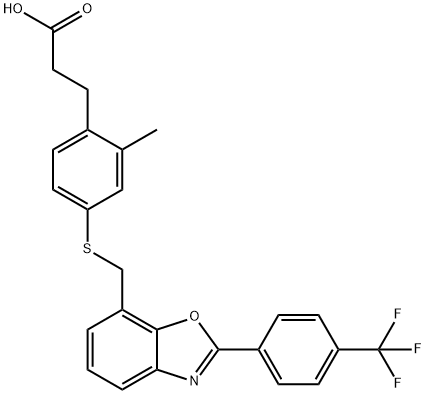 3-{2-Methyl-4-[2-(4-trifluoroMethylphenyl)benzooxazol-7-ylMethylsulfanyl]phenyl}propionic acid Struktur