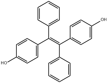 Phenol, 4-[(1E)-2-(4-hydroxyphenyl)-1,2-diphenylethenyl]-
Phenol, 4,4'-(1,2-diphenyl-1,2-ethenediyl)bis-, (E)- (9CI) Struktur