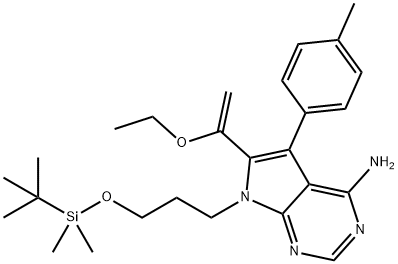 7H-Pyrrolo[2,3-d]pyriMidin-4-aMine, 7-[3-[[(1,1-diMethylethyl)diMethylsilyl]oxy]propyl]-6-(1-ethoxyethenyl)-5-(4-Methylphenyl)- Struktur