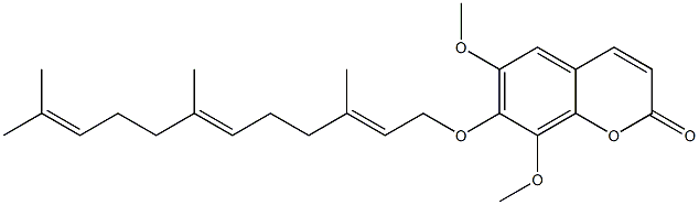 6,8-Dimethoxy-7-[[(2E,6E)-3,7,11-trimethyl-2,6,10-dodecatrienyl]oxy]-2H-1-benzopyran-2-one Struktur