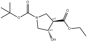 Ethyl trans-1-Boc-4-hydroxypyrrolidine-3-carboxylate Struktur