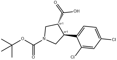 Boc-(+/-)-trans-4-(2,4-dichloro-phenyl)-pyrrolidine-3-carboxylic acid Struktur