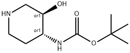 trans-4-(Boc-aMino)-3-hydroxypiperidine Struktur