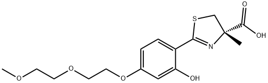 (4S)-4,5-二氫-2-[2-羥基-4-[2-(2-甲氧基乙氧基)乙氧基]苯基]-4-甲基-4-噻唑羧酸 結(jié)構(gòu)式