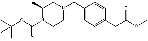 1-Piperazinecarboxylic acid, 4-[[4-(2-Methoxy-2-oxoethyl)phenyl]Methyl]-2-Methyl-, 1,1-diMethylethyl ester, (2S)- Struktur