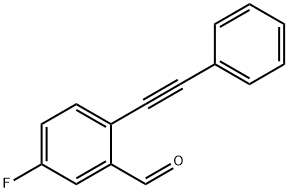 5-fluoro-2-(2-phenylethynyl)benzaldehyde Struktur