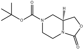 (8aS)-Tetrahydro-3-oxo-3H-oxazolo[3,4-a]pyrazine-7(1H)-carboxylic acid 1,1-dimethylethyl ester Struktur