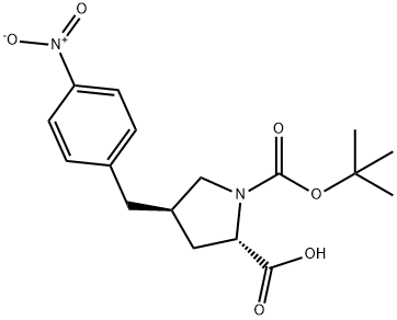 (2S,4R)-1-(tert-butoxycarbonyl)-4-(4-nitrobenzyl)pyrrolidine-2-carboxylic acid Struktur