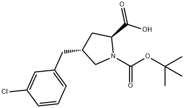 (2S,4R)-1-(tert-butoxycarbonyl)-4-(3-chlorobenzyl)pyrrolidine-2-carboxylic acid Struktur