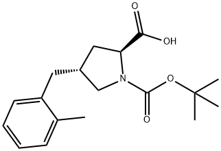 (2S,4R)-1-(tert-butoxycarbonyl)-4-(2-Methylbenzyl)pyrrolidine-2-carboxylic acid Struktur