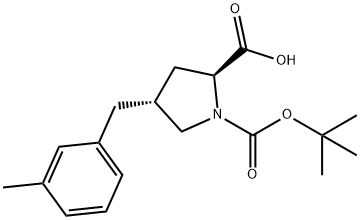 (2S,4R)-1-(tert-butoxycarbonyl)-4-(3-Methylbenzyl)pyrrolidine-2-carboxylic acid Struktur