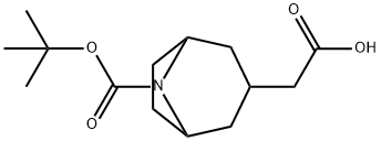 2-(8-(tert-butoxycarbonyl)-8-aza-bicyclo[3.2.1]octan-3-yl)acetic acid Struktur