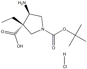 trans-1-tert-butyl 3-ethyl 4-aMinopyrrolidine-1,3-dicarboxylate hydrochloride Struktur