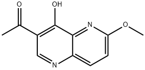 1-(4-hydroxy-6-Methoxy-1,5-naphthyridin-3-yl)ethanone Struktur